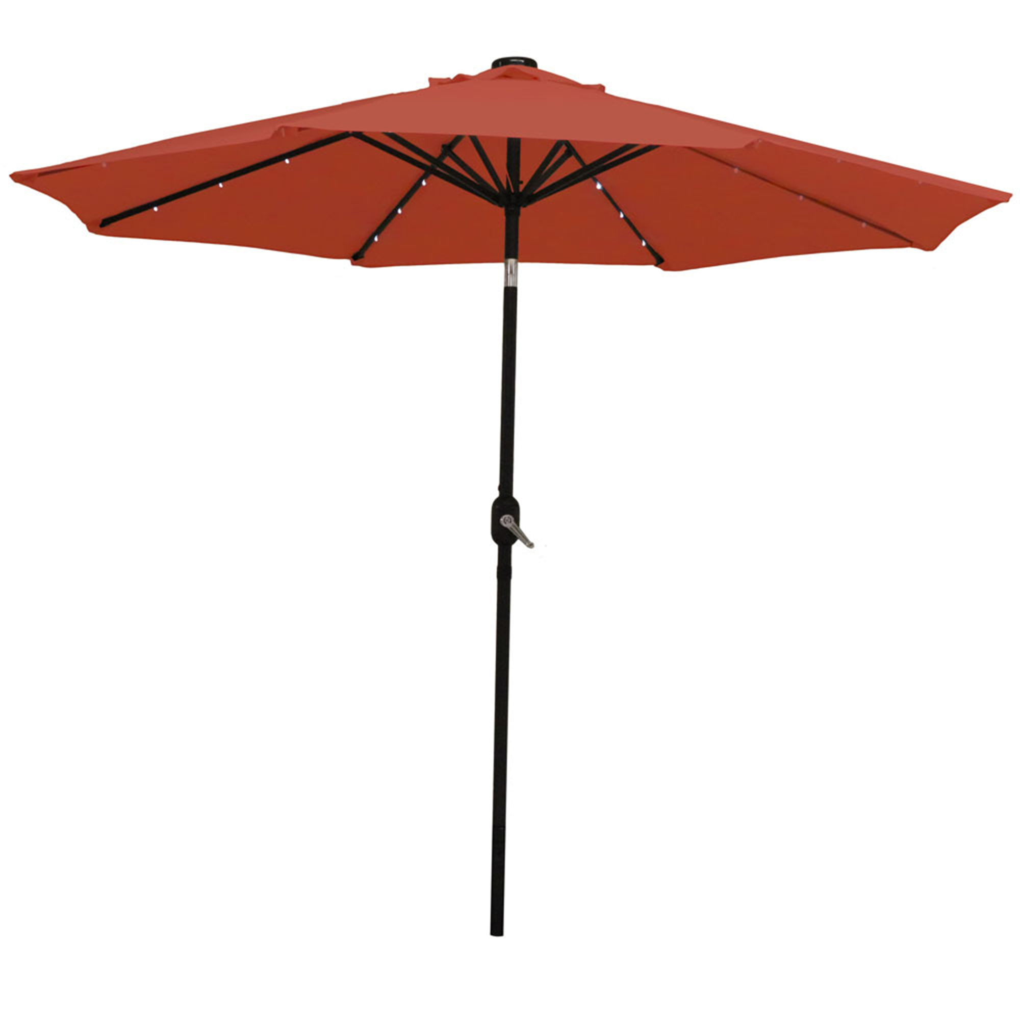 Sunnydaze Decor, 9ft. Solar Lighted Umbrella w/ Tilt Crank - Orange, Canopy Diameter 9 ft, Shape Octagon, Model# ECG-229
